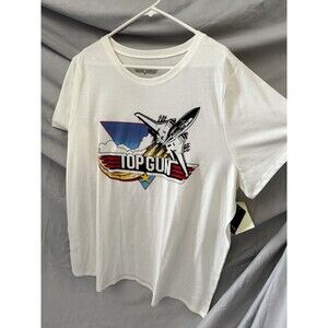 Torrid TShirt Top Gun Size 3X White Fighter Jet Graphic Classic Fit Short Sleeve